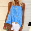 Polka Dot Print Backless Sleeveless Street Wear Strap Blouse - Image 3