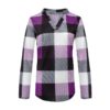 Plus Size V-neck Plaid Long Sleeve Loose Office Ladies Blouse - Image 19