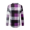 Plus Size V-neck Plaid Long Sleeve Loose Office Ladies Blouse - Image 20