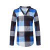 Plus Size V-neck Plaid Long Sleeve Loose Office Ladies Blouse - Image 11
