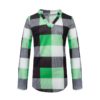 Plus Size V-neck Plaid Long Sleeve Loose Office Ladies Blouse - Image 13