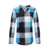 Plus Size V-neck Plaid Long Sleeve Loose Office Ladies Blouse - Image 17