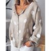 Polka Dots Print V-neck Long Sleeve Buttons Plus Size Shirts - Image 3