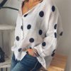 Polka Dots Print V-neck Long Sleeve Buttons Plus Size Shirts - Image 4