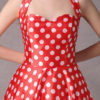 Rockabilly Polka Dot Print Halter Vintage Sweetheart Tea Length Wedding Party Bridesmaid Dresses - Image 5
