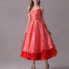 Rockabilly Polka Dot Print Halter Vintage Sweetheart Tea Length Wedding Party Bridesmaid Dresses - Image 6