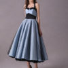 Rockabilly Short Polka Dot Print Halter Tea Length Vintage Wedding Party Bridesmaid Dresses - Image 5