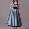 Rockabilly Short Polka Dot Print Halter Tea Length Vintage Wedding Party Bridesmaid Dresses - Image 6