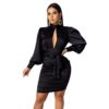 Turtleneck Slim Bodycon Long Sleeve Backless Party Dress