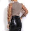 See-through Sexy Transparent Lace Puff Sleeve Mesh Sheer Blouse - Image 15