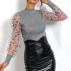 See-through Sexy Transparent Lace Puff Sleeve Mesh Sheer Blouse - Image 7