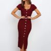 Sexy Elastic Slim Bodycon Knitted Split Party Dress