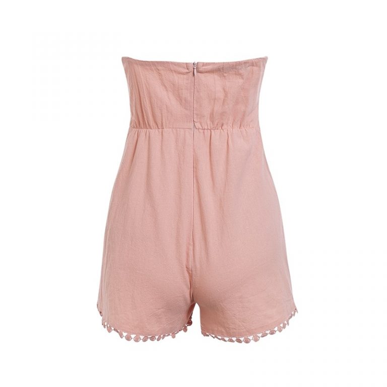 Sexy Embroidery Strapless Cross Tie Party Fashion Romper - Image 5