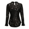 Sexy Flare Long Sleeve Lace O-neck Elegant Street Wear Blouse - Image 15