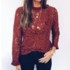 Sexy Flare Long Sleeve Lace O-neck Elegant Street Wear Blouse - Image 2