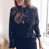 Sexy Flare Long Sleeve Lace O-neck Elegant Street Wear Blouse - Image 8