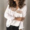 Elegant Sexy Long Sleeve V-neck Backless Shirt