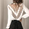Elegant Sexy Long Sleeve V-neck Backless Shirt - Image 3