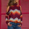 Sexy Off Shoulder Long Sleeve Printed Casual Blouse - Image 4