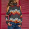 Sexy Off Shoulder Long Sleeve Printed Casual Blouse - Image 5