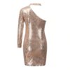 Sexy Skew Collar One-shoulder Backless Sequin Bright Party Dress - Image 12