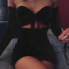Short Sleeve Pleated Off Shoulder Shiny Party Dresses