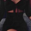 Short Sleeve Pleated Off Shoulder Shiny Party Dresses - Image 3