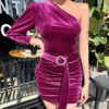 Sexy Strapless Off Shoulder Velvet Backless Club Party Dress - Image 7