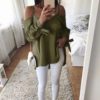 Sexy V-neck Off Shoulder Tied Bow Long Sleeve Strap Top - Image 2