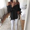 Sexy V-neck Off Shoulder Tied Bow Long Sleeve Strap Top - Image 4