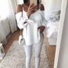 Sexy V-neck Off Shoulder Tied Bow Long Sleeve Strap Top - Image 5