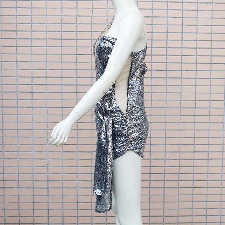 Sexy Pleated Slim Bodycon Mini Short Dresses - Image 2