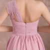 Short Chiffon Prom One Shoulder Twisted Pleated Party Bridesmaid Dress - Image 7