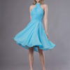 Short Halter Chiffon Pleated Wedding Party Bridesmaid Dresses