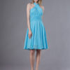 Short Halter Chiffon Pleated Wedding Party Bridesmaid Dresses - Image 2