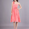 Short One Shoulder Flowers Chiffon Wedding Party Bridesmaid Dresses - Image 2