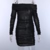 Slim Draped Elegant Slash Neck Bodycon Club Party Dress - Image 2