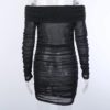 Slim Draped Elegant Slash Neck Bodycon Club Party Dress - Image 3