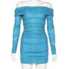 Slim Draped Elegant Slash Neck Bodycon Club Party Dress - Image 5