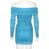 Slim Draped Elegant Slash Neck Bodycon Club Party Dress - Image 7