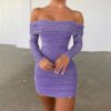 Slim Draped Elegant Slash Neck Bodycon Club Party Dress