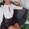 Solid Long Sleeve Stand Collar Casual Street Wear Blouse - Image 5