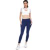 Solid Side Pocket Wide Belt Skinny Elastic Workout Leggings - Image 13