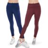 Solid Side Pocket Wide Belt Skinny Elastic Workout Leggings - Image 5