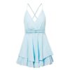 Spaghetti Strap backless lace up hollow out short jumpsuit - Image 5