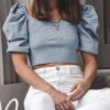 Square Collar Half Sleeve Solid Fashion Street Wear Blouse