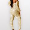 Strapless Long Sleeves Sequins Backless Polyester Playsuit - Image 2