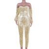 Strapless Long Sleeves Sequins Backless Polyester Playsuit - Image 3