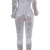 Strapless Long Sleeves Sequins Backless Polyester Playsuit - Image 5