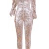 Strapless Long Sleeves Sequins Backless Polyester Playsuit - Image 6